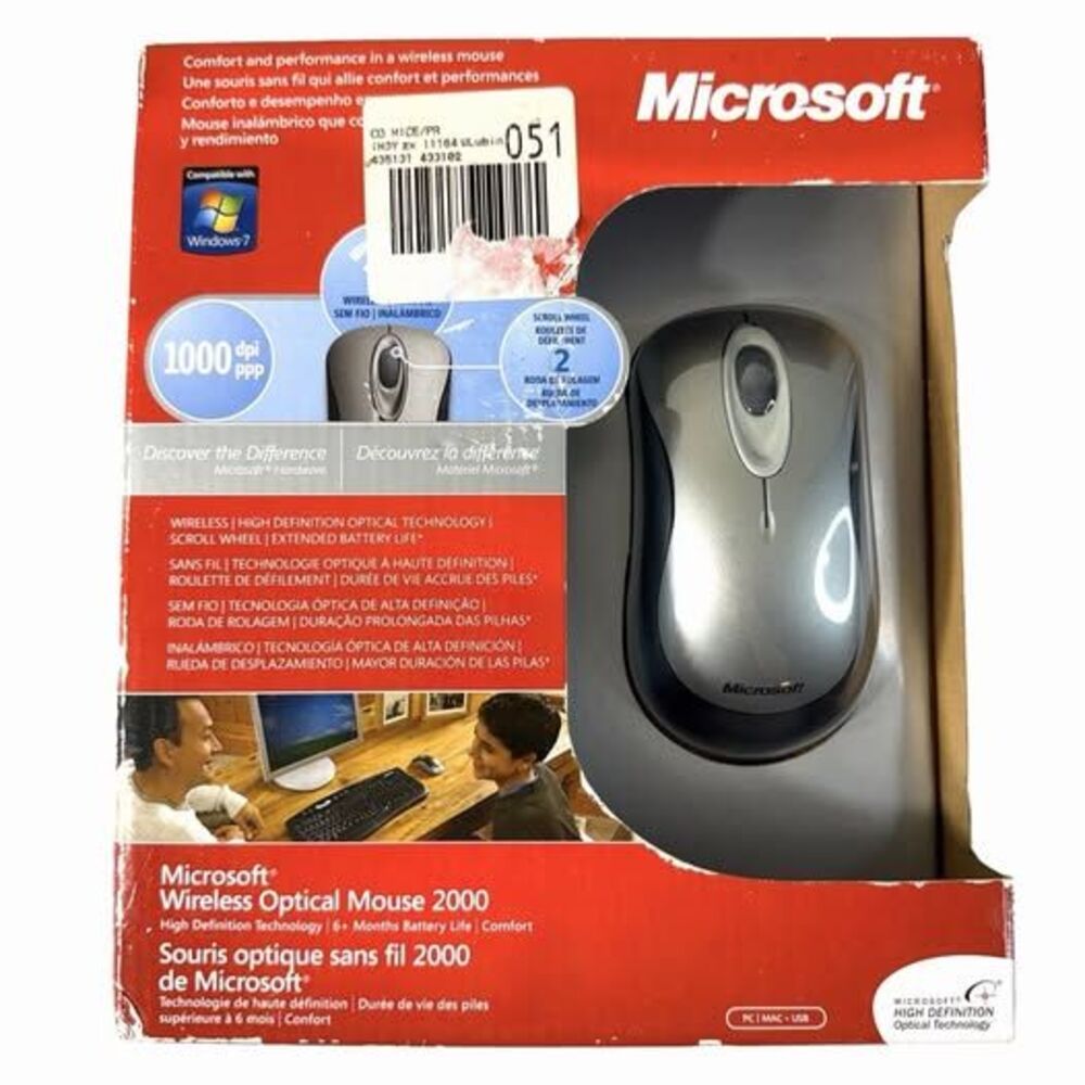 Microsoft Wireless Optical Mouse 2000 HD Tech 1000dpi Scroll Wheel 1067 1053 NEW